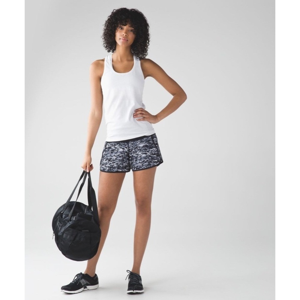 Lululemon Speed Up Short Women 2 Black Sea Waves Low Rise Running Athletic Yoga